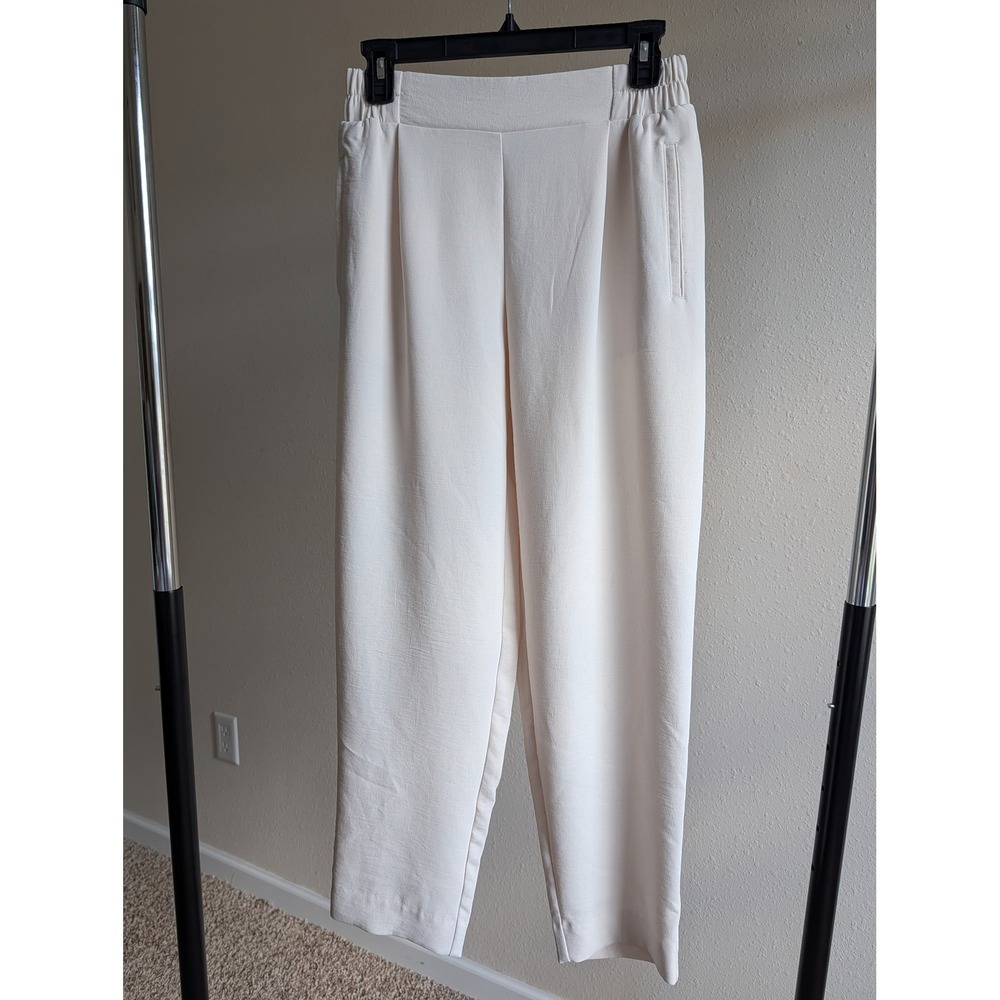 A New Day Women Cream Tapered High Rise Pleated Ankle‎ Pants Small RN17730